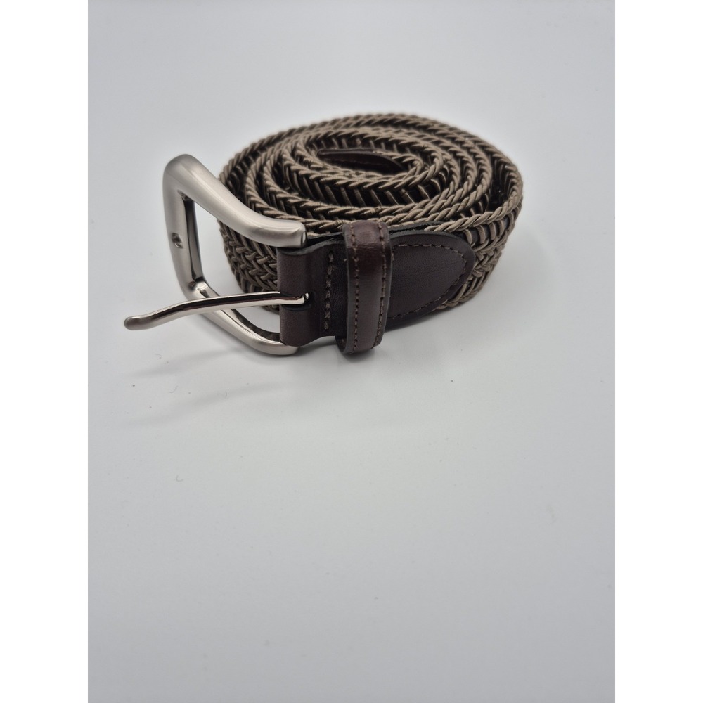 Torino Belt Mens 38 Brown Tan Leather Braided Woven Casual